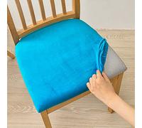 Highdi Luxury Velvet Dining Chair Seat Covers set of 2/4/6, Stretch Spandex Seat Cushion Slipcovers with Tie Removable Washable Seat Protector Cover for Living Room Office Hotel (Ocean Blue,4 pcs)