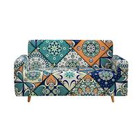 Highdi Mandala Sofa Cover 1/2/3/4 Seater, Patchwork Sofa Slipcover Stretch Washable Furniture Protector Non Slip Sofa Covers for Loveseat Couch Sofa (2 Seater,Turquoise Bohemia)