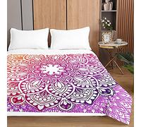 Highdi Mandala Style Bed Throws Quilted Bedspreads, Lightweight Patchwork Quilt Comforter Single Double, Cotton Throw Summer Quilt, Quilted Blanket for All Seasons (100 * 150cm,Gradient Mandala)