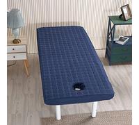 Highdi Massage Bed Cover With Face Hole, Washable Massage Bed Sheet Cover Beauty Massage SPA Couch Cover Elastic Cord Edge All-Round Wrap for 80cm or Less Massage Bed (80x190cm,dark blue)