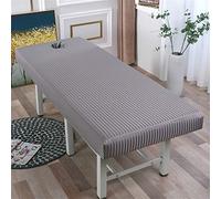 Highdi Massage Bed Cover with Face Hole, Washable Massage Bed Sheet Cover Beauty Massage SPA Couch Cover Elastic Cord Edge All-round Wrap for 80cm or Less Massage Bed (185x70cm,Grey)