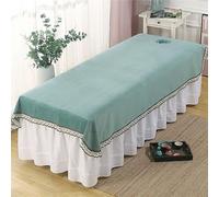 Highdi Massage Bed Sheet with Face Hole, Crystal Velvet Reusable Massage Bed Table Cover Soft Comfortable Massage Bed Cover Protecting for Massage SPA Couch Cover (120 * 200cm,Lake Blue)