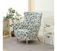 Highdi Modern Armchair Slipcovers Soft Stretch Spandex Backrest Arms Chair Covers for OSKARSHAMN Wing Chair, Non-slip Removable Washable Living Room Furniture Protector (Green Leaves)