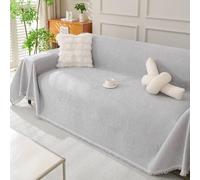 Highdi Modern Chenille Sofa Throws, Solid Color Throw Blanket with Tassels, Ersatile Soft Extra Large Throws for Settees Couch Sofa Bed Armchair, for All Seasons (Light Gray,230x300cm)