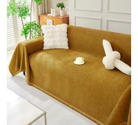 Highdi Modern Chenille Sofa Throws, Solid Color Throw Blanket with Tassels, Ersatile Soft Extra Large Throws for Settees Couch Sofa Bed Armchair, for All Seasons (Mustard,230x420cm)