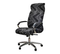 Highdi Office Chair Covers Stretch High Back, Computer Chair Covers Universal Spandex Soft Rotating Chair Slipcover Removable Washable Office Desk Boss Chairs Protectors (black gold,L)