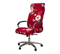 Highdi Office Chair Covers Stretch High Back, Computer Chair Covers Universal Spandex Soft Rotating Chair Slipcover Removable Washable Office Desk Boss Chairs Protectors (fragrant flower red,L)