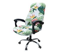 Highdi Office Chair Covers Stretch High Back, Flowers Print Computer Chair Covers Universal Spandex Soft Rotating Chair Slipcover Washable Office Desk Boss Chairs Protectors (Tropical Monstera,M)