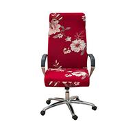 Highdi Office Chair Covers Stretch High Back, Flowers Print Computer Chair Covers Universal Spandex Soft Rotating Chair Slipcover Washable Office Desk Boss Chairs Protectors (Red Flowers,L)