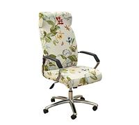 Highdi Office Chair Covers Stretch High Back, Flowers Print Computer Chair Covers Universal Spandex Soft Rotating Chair Slipcover Washable Office Desk Boss Chairs Protectors (Green Leaves,M)