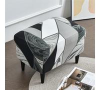 Highdi Ottoman Cover Modern Minimalist Rectangle Soft Stretch Footstool Slipcover with Elastic Bottom, Washable Pouffe Cover Footrest Stool Cover for Living Room Bedroom (Black Marble)