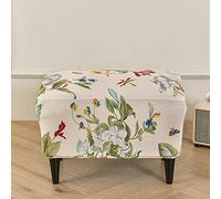 Highdi Ottoman Cover Rectangle Polyester Spandex, Stretch Footstool Slipcover,Stool Protector Cover with Elastic Bottom,Removable Washable Dustproof Footrest Pouffe Covers (cream color,1pc)