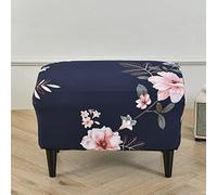 Highdi Ottoman Cover Rectangle Polyester Spandex, Stretch Footstool Slipcover,Stool Protector Cover with Elastic Bottom,Removable Washable Dustproof Footrest Pouffe Covers (blue flower,1pc)