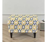 Highdi Ottoman Cover Rectangle Polyester Spandex, Stretch Footstool Slipcover,Stool Protector Cover with Elastic Bottom,Removable Washable Dustproof Footrest Pouffe Covers (yellow-gray,1pc)