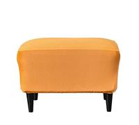 Highdi Ottoman Cover Rectangle, Solid Color Velvet Thickening Stretch Footstool Slipcover, Protector Cover with Elastic Bottom, Removable Washable Dustproof Footrest Pouffe Covers (Orange)