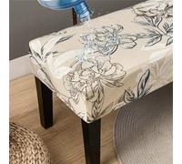 Highdi Ottoman Cover Rectangle with Elastic Bottom, Stretch Foot Stool Cover Pouffe Cover Rectangle Soft Slipcover Protector Removable Washable for Living Room (107-140cm,Waterproof/Flower)