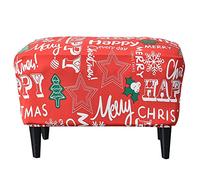 Highdi Pattern Ottoman Cover Rectangle, Stretch Storage Ottoman Footstool Slipcover, Stool Protector Cover with Elastic Bottom, Dustproof Removable Washable Footrest Pouffe Covers (Merry Christmas)