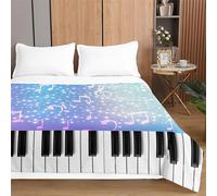 Highdi Piano Print Quilted Bedspreads, Lightweight Bedspread Coverlet for All Season, Soft Bed Throws Quilted Bedspreads, Washable Summer Patchwork Quilt King Single Double (Blue,150x200cm)
