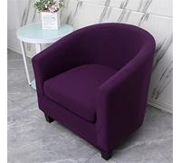 Highdi Plain Tub Chair Cover 2- piece with Separate Cushion Cover, Soft Fabric Stretch Armchair Slipcovers Removable Washable Furniture Protector Covers for Club Counter (Dark Purple)