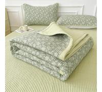 Highdi Quilted Bedspreads Florals Double King Size Bedspread, Soft Comforter Bed Throw Microfiber Bed Spread, Reversible Quilted Throw, for All Season Bedroom Decorative (Green,230x250cm)