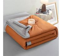 Highdi Quilted Bedspreads, Lightweight Bedspread Coverlet for All Season, Solid Color Soft Bed Throws Quilted Bedspreads, Washable Summer Patchwork Quilt King Single Double (Orange,150x200cm)
