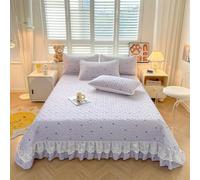 Highdi Quilted Bedspreads Single Double King Bedspread, Soft Comforter Bed Throw Colorful Floral Print Bed Spread, Reversible Quilted Throw, for All Season Bedroom Decorative (Purple,260x250cm)