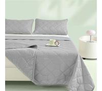 Highdi Quilted Bedspreads, Solid Color Cool Feeling Lightweight Bedspread Coverlet, Soft Bed Throws Quilted Bedspreads, Washable Summer Patchwork Quilt King Single Double (Gray,200x230cm)