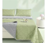 Highdi Quilted Bedspreads, Solid Color Cool Feeling Lightweight Bedspread Coverlet, Soft Bed Throws Quilted Bedspreads, Washable Summer Patchwork Quilt King Single Double (Light green,150x200cm)