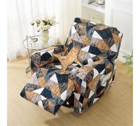 Highdi Recliner Chair Covers with Pockets for Electric Chair, Geometric Pattern 4 Pieces Stretch Recliner Sofa Slipcovers Non Slip Reclining Sofa Cover Furniture Protector (Retro color)