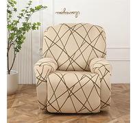 Highdi Recliner Covers with Pockets, Geometric Printed Recliner Chair Slipcovers 4 Pieces, Polyester Spandex Furniture Protector, Non Slip Armchair Sofa Cover for Living Room (the bird's nest)