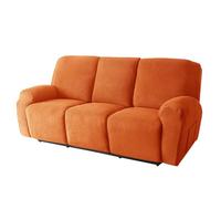 Highdi Recliner Covers with Pockets, Solid Color Corn Fleece Recliner Chair Slipcovers, Polyester Spandex Furniture Protector, Non Slip Armchair Sofa Cover for Living Room (3 seater,orange color)