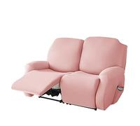 Highdi Recliner Covers with Pockets, Solid Color Recliner Chair Slipcovers, Polyester Spandex Furniture Protector, Non Slip Armchair Sofa Cover for Living Room (pink,2 seater)
