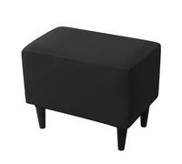 Highdi Rectangle Ottoman Cover, Small Stretch Footstool Slipcover, Stool Protector Cover with Elastic Bottom, Dustproof Removable Washable Footrest Pouffe Covers (1pc,black)