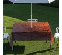 Highdi Rectangle Tablecloth with Parasol Hole, Outdoor Garden Tablecloth with Umbrella Hole Waterproof Non-Slip Tablecloth with Zipper Protector for Home Picnic Patio Dining (Yellow Leaf 1,259x152cm)