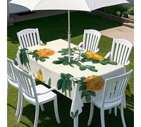 Highdi Rectangle Tablecloth with Parasol Hole, Outdoor Garden Tablecloth with Umbrella Hole Waterproof Non-Slip Tablecloth with Zipper Protector (213x152cm,Spring Flower 4)