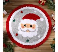 Highdi Red Christmas Round Rugs for Bedroom Living Room, Anti Slip Green Shaggy Round Area Rugs Soft Fluffy Christmas Carpet Mat Floor Rug Bedside Rug Home Decor Santa Claus (60cm,Santa Claus)