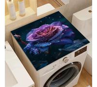 Highdi Retro Flowers Print Washer and Dryer Top Protector,Washer and Dryer Top Mat Absorbent Quick Dry Silicone Mat,Anti Slip Dust Proof Washing Machine Pad for Laundry Room (Green Leaves,50x60cm)