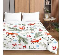Highdi Reversible Bed Throws Quilted Bedspreads, 3D Fox Print Lightweight Patchwork Quilt Comforter Single Double, Cotton Throw Summer Quilt, Quilted Blanket for Seasons (Cartoon,100x150cm)