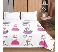 Highdi Reversible Bed Throws Quilted Bedspreads, Colorful Chemical Print Patchwork Quilt Comforter Single Double, Cotton Throw Summer Quilt, Quilted Blanket for Seasons (White,200x230cm)