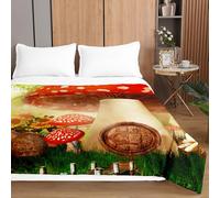 Highdi Reversible Bed Throws Quilted Bedspreads, Floral Mushroom Lightweight Patchwork Quilt Comforter Single Double, Cotton Throw Summer Quilt,Quilted Blanket for Seasons (Mushroom 2,100x150cm)