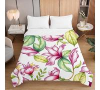 Highdi Reversible Bed Throws Quilted Bedspreads,Tropical Floral Lightweight Patchwork Quilt Comforter Single Double,Cotton Throw Summer Quilt,Quilted Blanket for Seasons (Purple,180x220cm)
