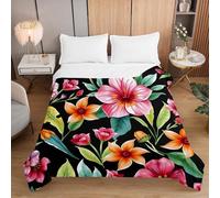 Highdi Reversible Bed Throws Quilted Bedspreads,Tropical Floral Lightweight Patchwork Quilt Comforter Single Double,Cotton Throw Summer Quilt,Quilted Blanket for Seasons (Tropical Florals,180x220cm)