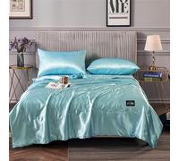 Highdi Reversible Bed Throws Satin Cool Quilted Bedspreads, Lightweight Patchwork Quilt Comforter Single Double, Throw Summer Quilt, Quilted Blanket for All Seasons (Blue1,180x200cm)