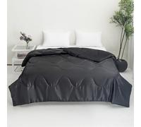 Highdi Reversible Bed Throws Solid Color Satin Quilted Bedspreads, Lightweight Patchwork Quilt Comforter Single Double, Throw Summer Quilt, Quilted Blanket for All Seasons (Black,220x260cm)