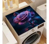 Highdi Rose Flower Pattern Washer and Dryer Top Protector,Washer and Dryer Top Mat Absorbent Quick Dry Silicone Mat,Anti Slip Dust Proof Washing Machine Pad for Laundry Room (Purple 4,50x50cm)