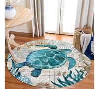 Highdi Round Area Rugs Living Room, Soft Fluffy Carpet Mat for Bedroom Circle Area Rug Creative Animal Print Home Floor Rug Bedside Rug for Kitchen Decor Floor Mat (80cm,Sea Turtle)
