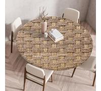 Highdi Round Table Cover with Elastic, 3D Printing Circle Table Cloth Fitted Stretch Fitted Tablecloth Non-Slip Protector Washable for Holiday Party Gathering Decor (Woven print G,90cm)