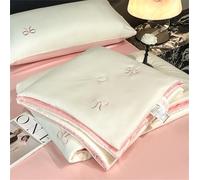 Highdi Satin Quilted Bedspreads, Bow Embroidery Lightweight Bedspread Coverlet for All Season, Soft Bed Throws Quilted Bedspreads, Washable Summer Patchwork Quilt King Double (Pink,180x220cm)