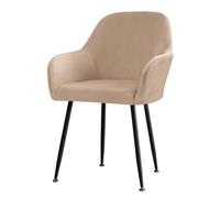 Highdi Scandinavian Chair Slipcovers, Velvet Dining Chair Slipcovers Set of 6/4/2/1, Stretch Dining Room Chair Covers with Armrest and Back Support (6 pcs,camel)