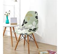 Highdi Scandinavian Dining Chair Covers Floral Print Stretch Universal Nordic Style Shell Chair Slipcovers Armless Side Chairs Covers for Kitchen Bedroom Restaurant (Green Leaves,4 pcs)